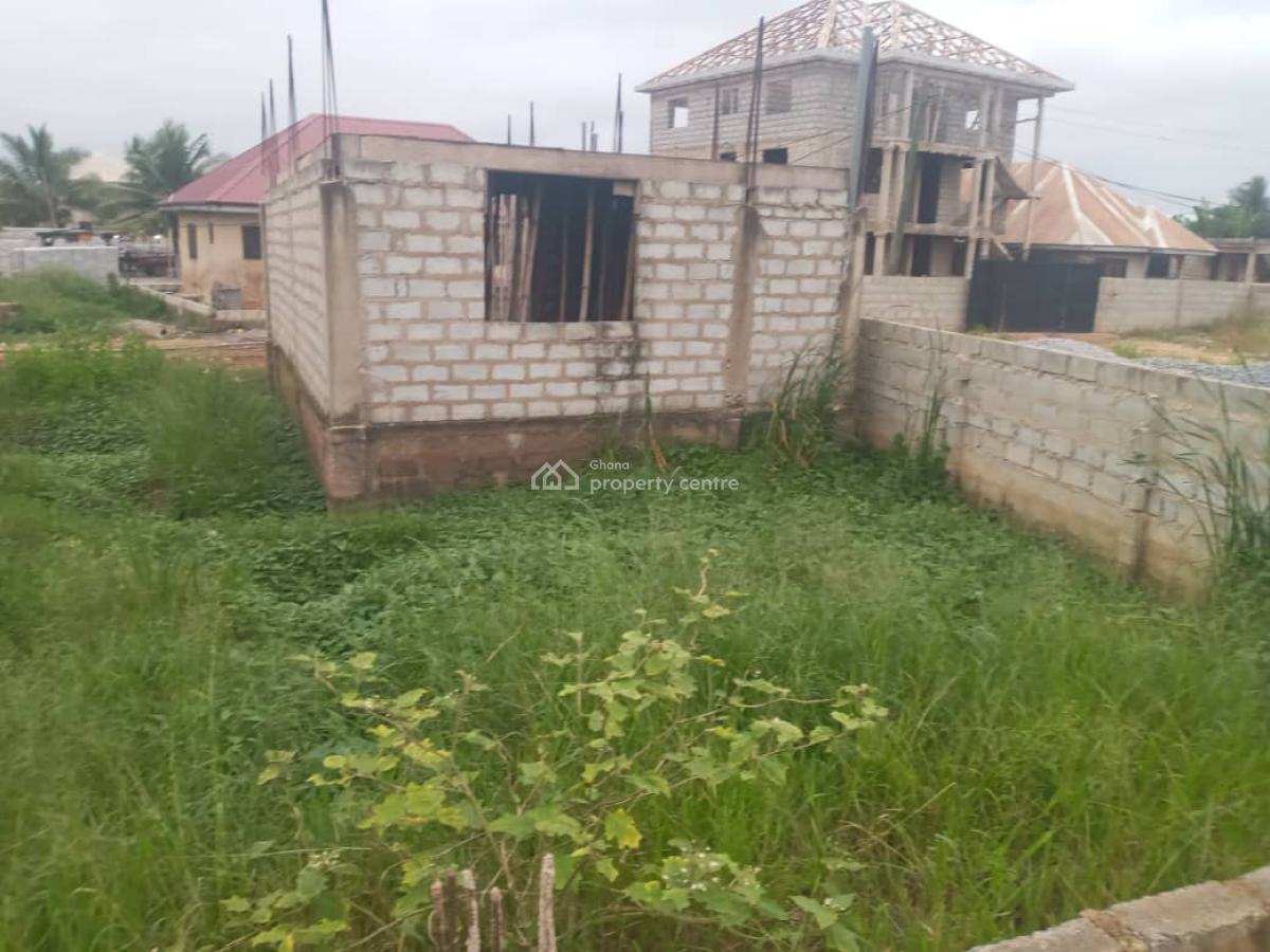Half Plot, Chamber & Hall Self Contain with Storey Foundation @ Ayawas, Ayawaso, Pokuase (pokoasi), Ga West Municipal, Accra, House for Sale