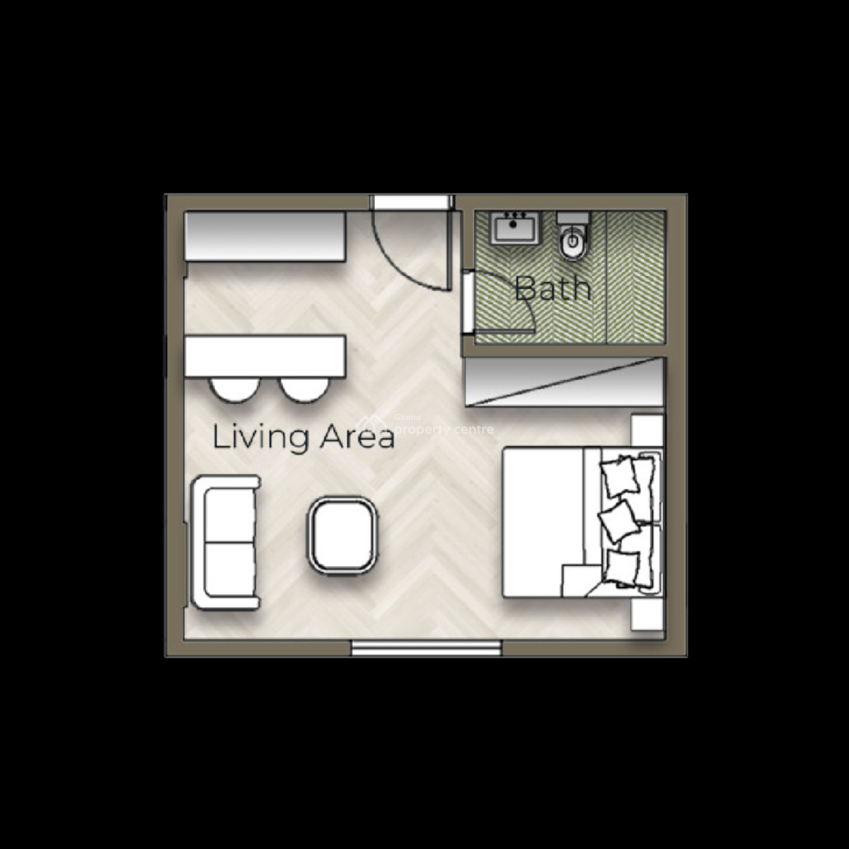 Studio Apartment with Swimming Pool, Dzorwulu, West Airport, Airport Residential Area, Accra, Single Room Self Contained for Sale