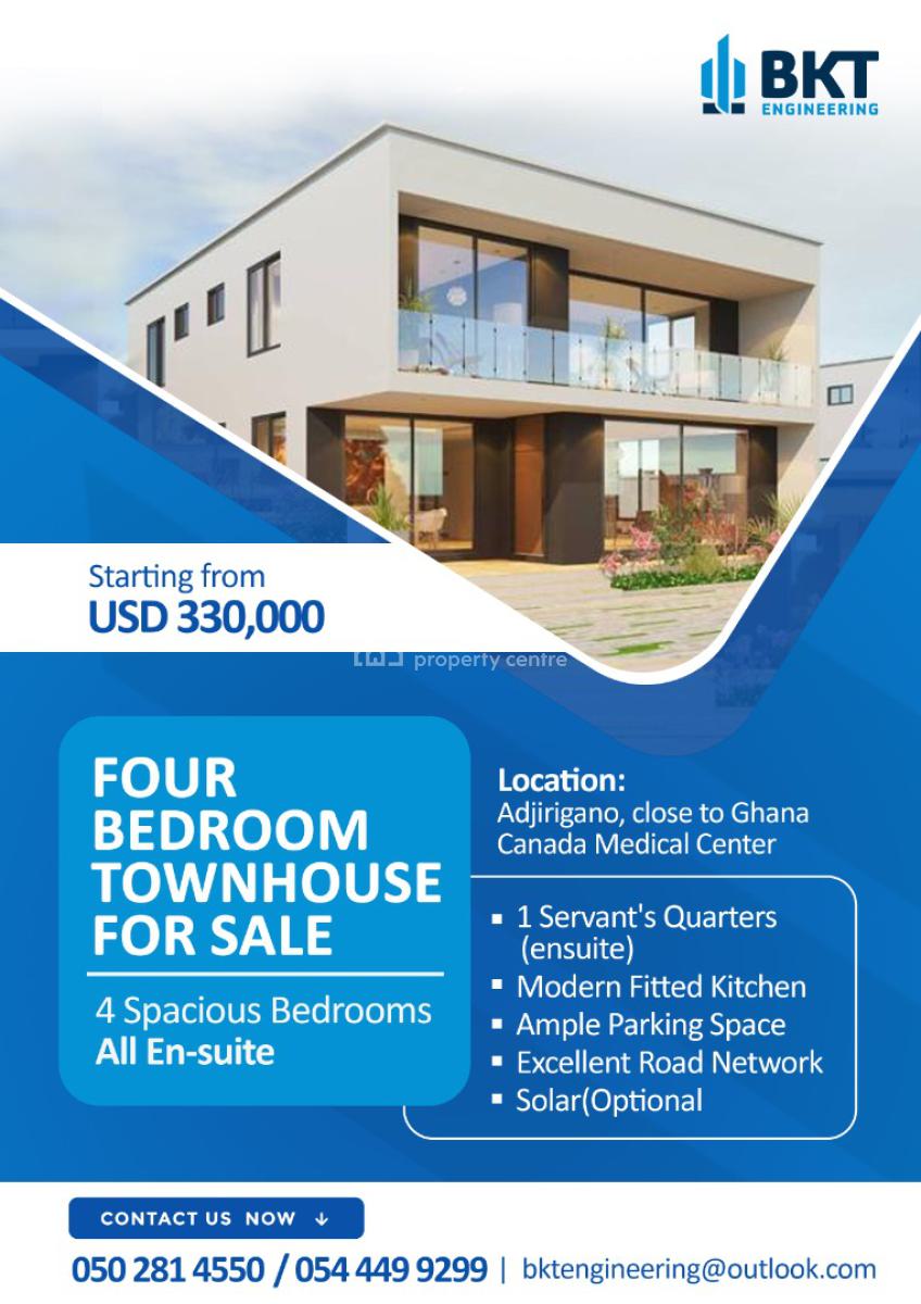 4 Bedroom Self-compound with Maids Quaters, Close to Ghana-canada Medical Centre, Adjiringanor, East Legon, Accra, Townhouse for Sale