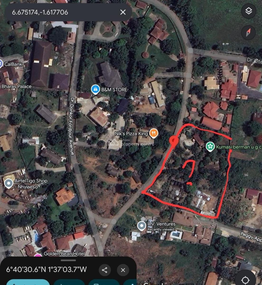 2.7-acre Land, Nhyieso ( Around Georgia Hotel ), Kumasi Metropolitan, Ashanti, Residential Land for Sale