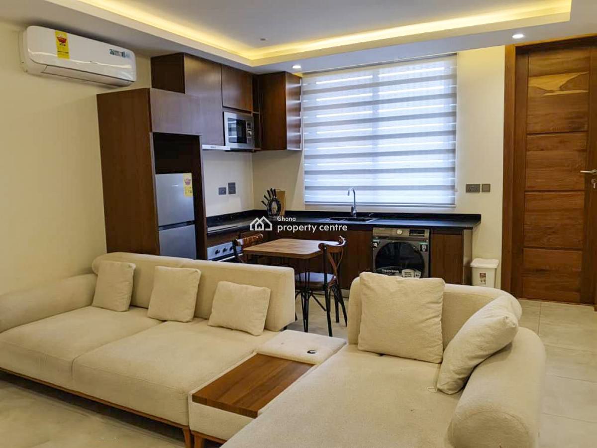 Furnished 1 Bedroom Apartment with Rooftop Terrace, Dzorwulu, West Airport, Airport Residential Area, Accra, Mini Flat for Rent