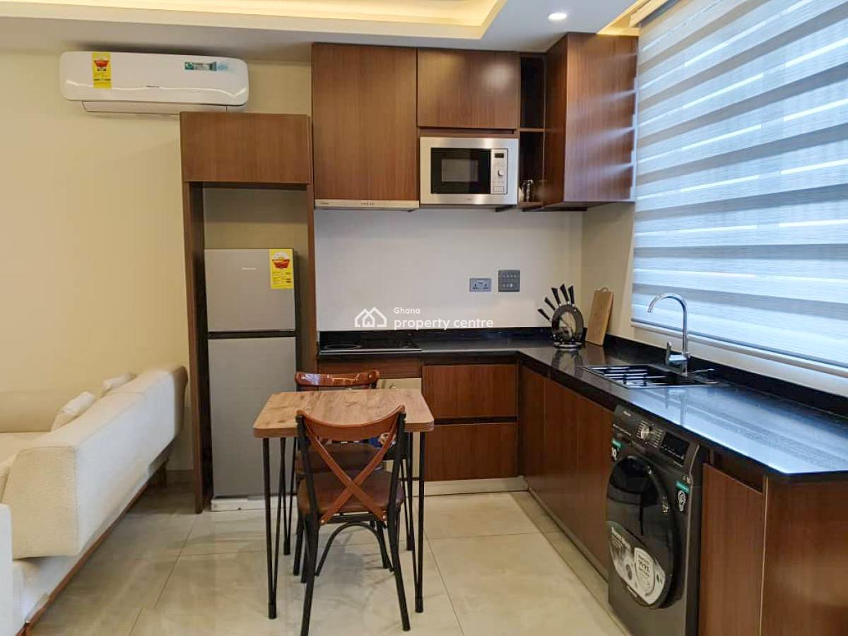 Furnished 1 Bedroom Apartment with Rooftop Terrace, Dzorwulu, West Airport, Airport Residential Area, Accra, Mini Flat for Rent