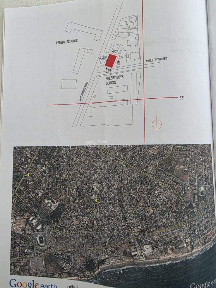 Freehold Land 100ft/180ft (0.40acres) with Old Building on It. Negotbl, Osu, Around Presby School By Main Road Side, Osu, Accra, Mixed-use Land for Sale