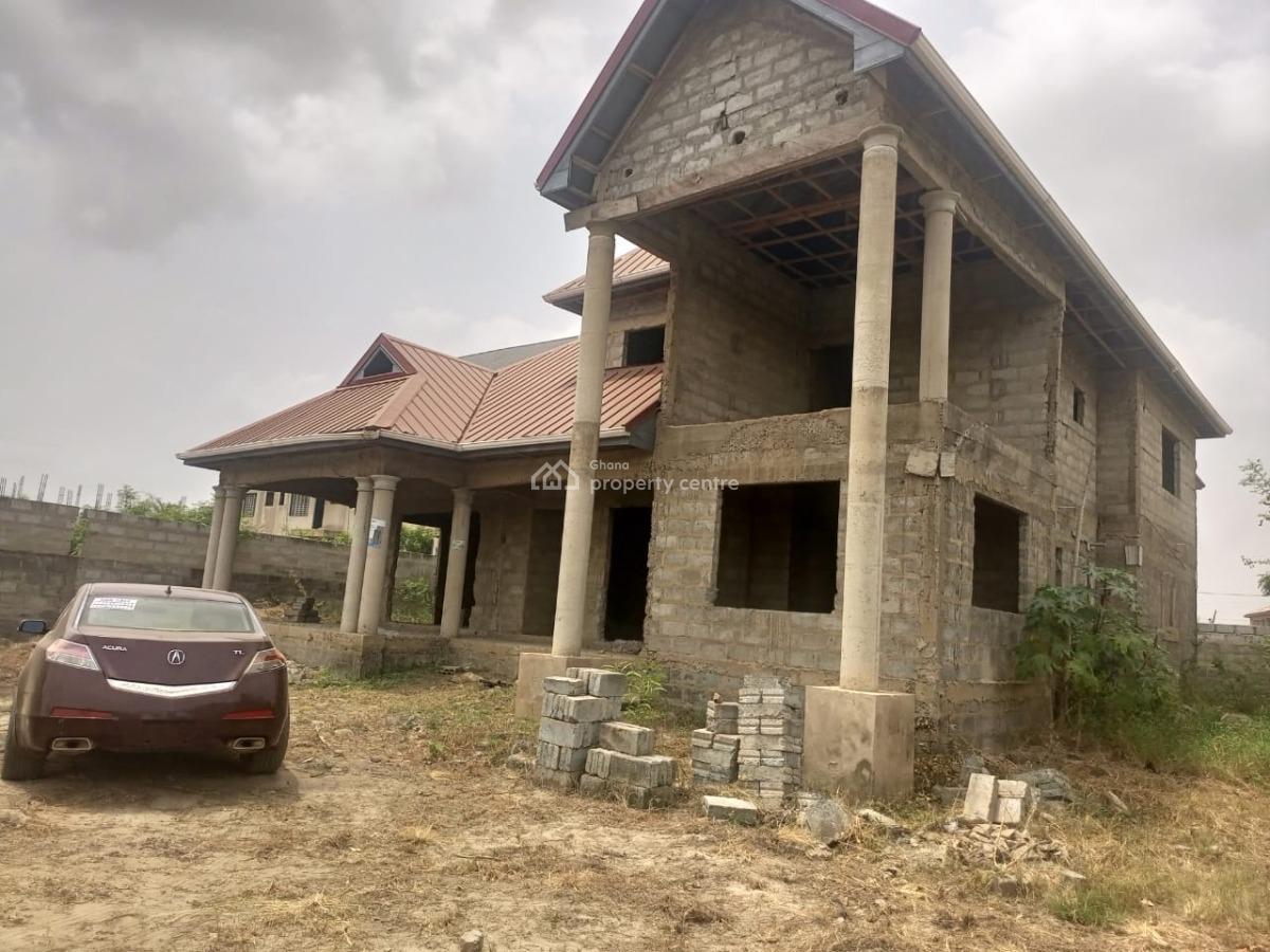 Uncompleted Four Bedroom, One Storey with Two Office Space, Bulasu Around Emefs Estate, Tema, Accra, Detached Duplex for Sale