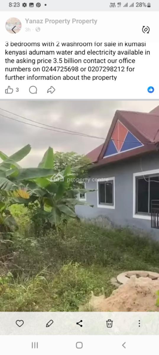 4 Bedrooms, Kenyasi Adwumam., Kumasi Metropolitan, Ashanti, House for Sale