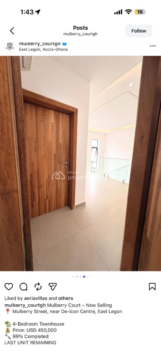 4 Bedroom Townhouse in a Gated Community, East Legon, Accra, Townhouse for Sale