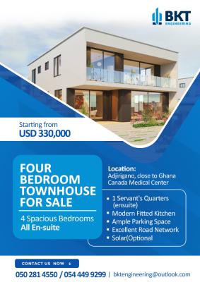 4 Bedroom Self-compound with Maids Quaters, Close to Ghana-canada Medical Centre, Adjiringanor, East Legon, Accra, Townhouse for Sale